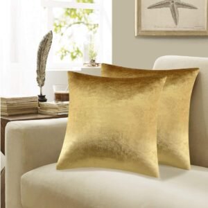 Set of two gold velvet decorative throw pillow covers with a soft, luxurious texture, perfect for enhancing the elegance of sofas, beds, or chairs. #3